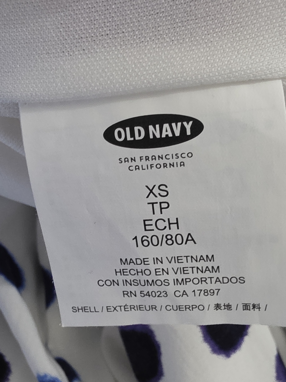 Old Navy White Maxi Dress Watercolor Style Blue Polka Dots Flowy Women XS - Picture 10 of 11